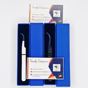 Pinzas de pestañas curvas de acero inoxidable con logotipo personalizado, las mejores puntas de fibra, pinzas de extensión de pestañas profesionales sostenibles - Product Image 4