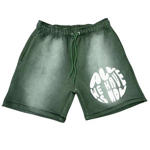 กางเกงขาสั้นผ้าย่นเป็นกรดสำหรับผู้ชายผ้าฝ้ายระบายอากาศได้ดีมีเชือกผูกเอวออกแบบโลโก้ได้ตามต้องการสำหรับใช้ในยิม - Product Image 2