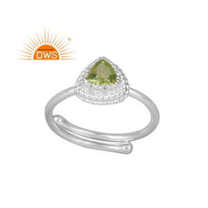 Best Selling Fine Sterling Silver Natural <b>Peridot</b> Gemstone Triangle Design Stackable <b>Ring</b> Custom Jewelry Manufacturer - Product Image 1