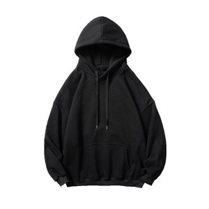 Sudaderas con capucha para hombres Sudadera grande y alta con cordón Sudadera Algodón Casual Loose Fit Sudaderas con bolsillo Negro 4XL - Product Image 1