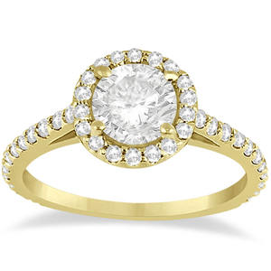 Bague de fiançailles Halo Diamond Cathedral en or jaune 14 carats 0,64 ct - Product Image 2