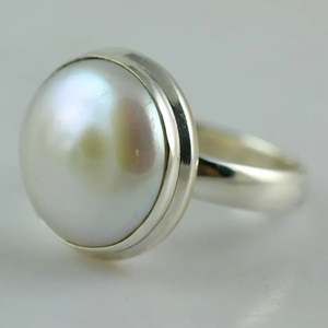 Handmade 925 Sterling <b>Silver</b> Coin Pearl <b>Ring</b> Freshwater <b>Statement</b> Promise Jewelry Gift for Her Anniversary - Product Image 6