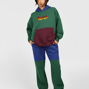 Conjunto Deportivo de Invierno para Mujer, Estilo Holgado, 100% Algodón, Color Sólido, con Logotipo Personalizado Serigrafiado, Estilo Hip Hop, 2 Piezas - Product Image 4