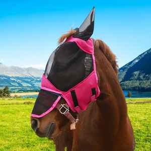 Masque anti-mouches léger et confortable pour cheval avec protection des oreilles, protège le cheval des insectes, de la poussière et des irritants - Product Image 4