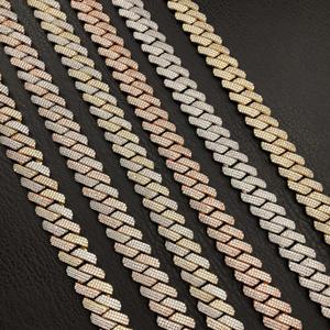 La plupart des tendances Miami Hip Hop mode haute qualité Moissanite diamant collier argent or Rose or cubain chaîne coupe plaqué or - Product Image 4