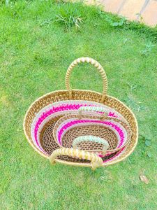 Sacs à provisions en plastique tissé à rayures en nylon recyclé et PP faits à la main Sacs en gros fabriqués en Inde sur le marché écologique - Product Image 4