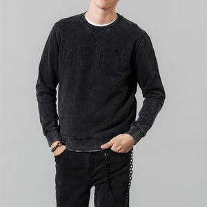 Vêtements vintage de haute qualité en vrac, sweat-shirt à col rond unisexe en tissu mélangé lourd, lavé à l'acide, sweat-shirt en molleton français pour hommes - Product Image 3