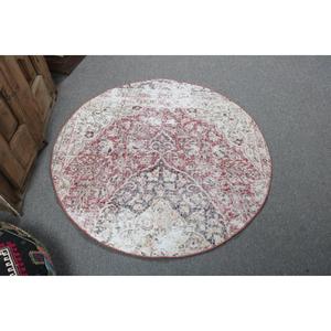 พรมตุรกีโบราณ ขนาด 3.9x3.9 ฟุต พรมลายตารางแดงขาว ทำจากขนสัตว์ - Product Image 1