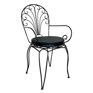 Silla de Café de Diseño Tradicional para Exteriores, Estructura de Hierro Decorativa con Recubrimiento en Polvo, para Dormitorio, Almacén, Muebles de Exterior Hechos de Madera y PE - Product Image 1