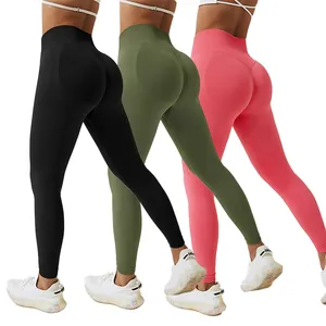 Celana legging olahraga wanita, Legging fitness Gym pinggang tinggi tanpa kelim, celana legging yoga olahraga untuk dewasa