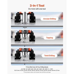 Perceuse à colonne électrique 1400W, magnétique, diamètre de perçage 2 pouces, vitesse 0-750 tr/min avec direction réversible - Product Image 4