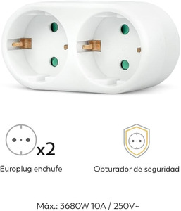 อะแดปเตอร์ 2 ช่องเสียบแบบ Schuko พร้อมปลั๊กพ่วง 2 ช่อง 2 x 16A สูงสุด 3680W สีขาว ยี่ห้อ Don Feliz - Product Image 5