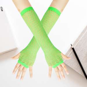 Unisex Custom Black Fishnet Long Gloves <b>Sexy</b> Fingerless Breathable Cotton Shirts & Tops for Stage or Cosplay - Product Image 5