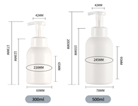 Bouteille en plastique blanche rechargeable avec pompe, impression de logo personnalisée, luxe, 300 ml, 500 ml, pour savon liquide, désinfectant