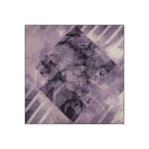 Beige Silk Square Scarf with Geometric Pattern - Product Image 2