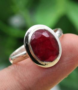 Estampillé meilleur Design pierres précieuses à la main bague de promesse 925 solide en argent sterling naturel Cabochon rubis bague 925 bijoux estampillés - Product Image 3