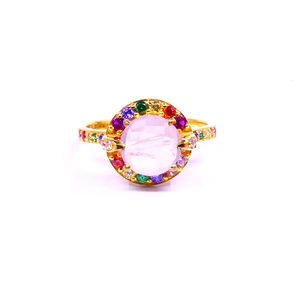 Anillo de morganita y topacio multicolor de moda de Plata de Ley 925 estilo clásico para bodas - Product Image 2