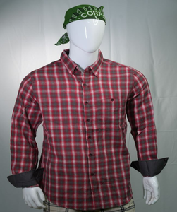 Chemise en flanelle décontractée surdimensionnée personnalisée à manches longues avec col montant brodé de logo à carreaux anti-rides - Product Image 1