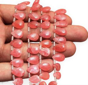 Rodocrosita AAA 8x13mm-9x14mm Cuentas Briolette de pera Lisa Cuentas de piedras preciosas semipreciosas de Rodocrosita natural para la fabricación de joyas - Product Image 4