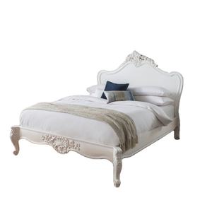 Juego de dormitorio tallado en madera maciza con cama tamaño Queen provincial francesa de lujo, muebles de estilo suave - Product Image 1
