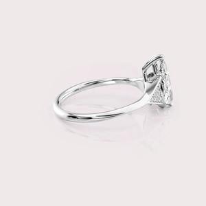 IGI Certified Pear Cut Lab Grown Diamond Engagement <b>Ring</b> Solid 925 Sterling Silver Pavé Side Stone Bridal <b>Ring</b> - Product Image 4