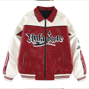 Chaqueta de carreras Nascar de cuero con parche bordado de motocicleta retro personalizada nueva de alta calidad OEM al por mayor para hombre - Product Image 3