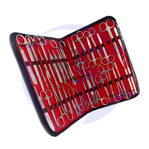 Kit d'instruments chirurgicaux vétérinaires de base réutilisable 35 pièces Outils en acier allemand avec étui à fermeture éclair pour usage vétérinaire - Product Image 1