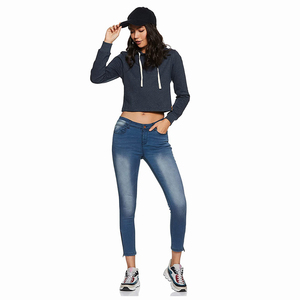 Sudaderas con capucha cortas personalizadas de lana de longitud corta para mujer, suéter de algodón, Sudadera con capucha corta para niñas adultas, sudaderas con capucha cortas de Color sólido para mujer - Product Image 5