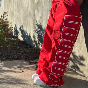 Vente en gros de pantalons évasés personnalisés pour hommes coupe-vent décontractée peignée pantalons de survêtement brodés Streetwear pantalons baggy à jambes larges - Product Image 2