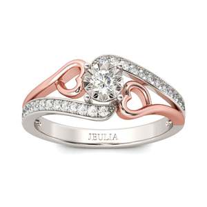 แหวนเงินแท้ทรงกลมดีไซน์หัวใจแบบบายพาส Jeulia สำหรับวันครบรอบ - Product Image 1