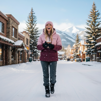 Chaqueta de Esquí Acolchada de Dos Tonos de Lujo para Mujer MITEXCO, Rosa y Marrón, Impermeable, Aislada, con Capucha, para Invierno, Snowboard, Abrigo para Exteriores