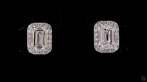 Boucles d'oreilles en diamant cultivé en laboratoire taille émeraude 2.37 ct or blanc 14 carats VVS EF clarté bijoux fins pour femmes Design de luxe élégant - Product Image 6