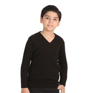 Suéter tipo jersey con cuello redondo para niños y mujeres, ropa de invierno tejida con capucha y decoración estampada, venta al por mayor - Product Image 3