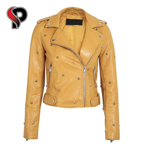 Mujeres al por mayor ropa de calle personalizada moda cuero motocicleta chaqueta mujer Universidad Campus parche Logo bombardero chaqueta de cuero mujeres - Product Image 4