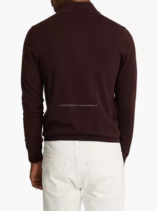 Suéter de cuello redondo con cremallera informal de punto de manga larga de algodón 100% para hombre con logotipo personalizado para invierno - Product Image 4