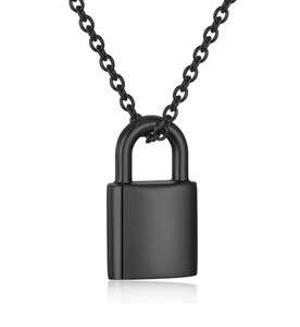 Cadenas en métal serrure urne colliers pour cendres souvenir urne commémorative crémation bijoux cendres pendentif femmes hommes amour une taille personnalisée - Product Image 5