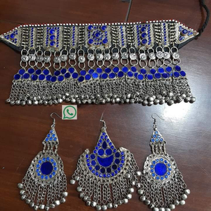 Bijoux de mode indiens fabriqués à la main Tribal Kutch Afghani ensembles de bijoux Kuchi Tribal Vintage collier boucles d'oreille bijoux pour femmes - Product Image 6