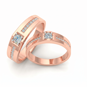 Classic Diamond Engagement Band <b>Couple</b> <b>Ring</b> with Round Brilliant Cut Diamonds Natural and Lab Grown Diamonds - Product Image 3