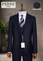 Costume d'affaires formel gris pour homme, style britannique, haute qualité, double boutonnage, col mandarin, infroissable, grande taille, coupe classique