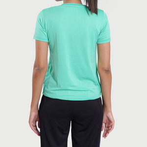 T-shirt de gymnastique en polyester 100% pour femmes, col rond, haut en jersey à manches courtes pour vêtements de sport d'été - Product Image 2