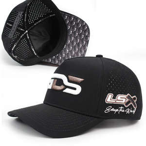 Broderie surélevée 3d personnalisée bord incurvé coupe au laser trou perforé chapeau séchage rapide maille imperméable 5 panneau casquettes de camionneur chapeau de golf - Product Image 1