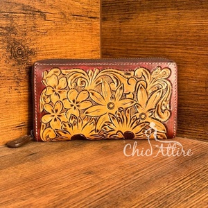 กระเป๋าสตางค์แบบตะวันตกทำด้วยมือทำมือใหม่สำหรับผู้หญิงที่ใส่บัตรเครดิตหนังแท้คุณภาพสูงและกระเป๋าสตางค์โทรศัพท์ - Product Image 1