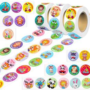 Rollo de Pegatinas Decorativas con Temática Animal, 500 Pegatinas de Dibujos Animados para Regalos Promocionales - Product Image 6