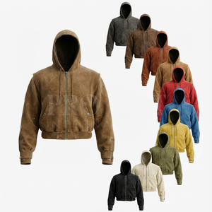 Sweat à capuche confortable pour l'hiver, fermeture éclair et capuche réglable, décontracté, élégant, tendance, vêtements pour hommes, sweat à capuche en coton lourd - Product Image 1