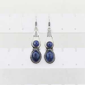 Boucles d'oreilles en lapis-lazuli multi-pierres, plaquées argent 925, faites à la main, bijoux bohèmes, boucles d'oreilles pendantes en pierres précieuses, cadeau pour elle, soldes de Noël - Product Image 4