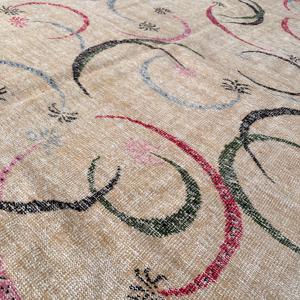 พรมวินเทจสไตล์ตุรกี ขนาด 0.5x10.1 ฟุต สีเบจ ลายดอกไม้ ทำจากขนสัตว์ - Product Image 4