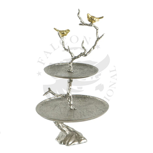 Handmade Elegant 2 Tier Birds Aluminium Weeding <b>Cake</b> <b>Stand</b> Stylish Looking Centerpiece for Parties - Product Image 1