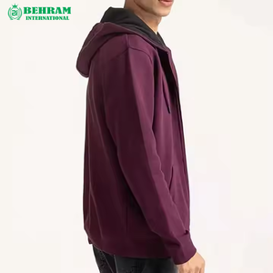 Men's Custom Full Face Zipper Hoodies Men's 100% Cotton Fleece Breathable Street Wear Hooded <b>Sweatshirt</b> - Product Image 5