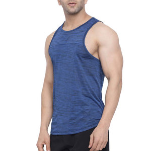 Débardeurs de sport pour hommes en coton décontracté de couleur bleu uni personnalisés pour l'entraînement et les vêtements de sport - Product Image 4