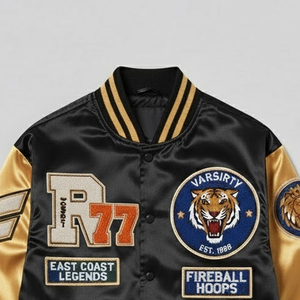 Chaqueta Varsity Personalizada con Parches de Chenilla para Uso en Exteriores, Chaqueta de Béisbol Cuadrada con Logotipo Personalizado Bordado en Satén al por Mayor para Hombre - Product Image 4